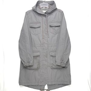 Old Navy Women Medium Jacket Gray Hooded Coat Pockets Button Closure Long Sleeve